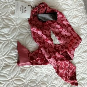Nwt silk Coach pony / purse scarf, red/pink